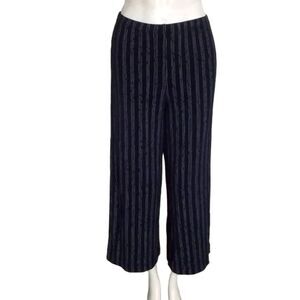 CHICO'S Travelers Pants, 1 Short (M), Blue/Broken stripes, Elastic Waist, Slinky